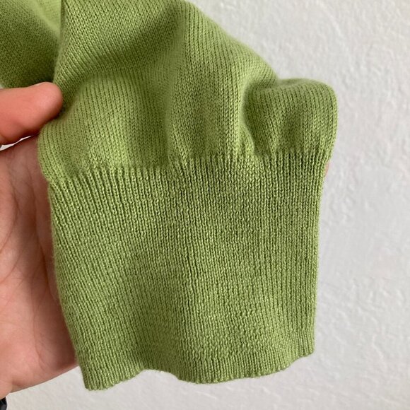 Calvin Klein Merino Wool Blend Knit Sweater V Neck Green Long Sleeve Spring XL - Picture 7 of 12